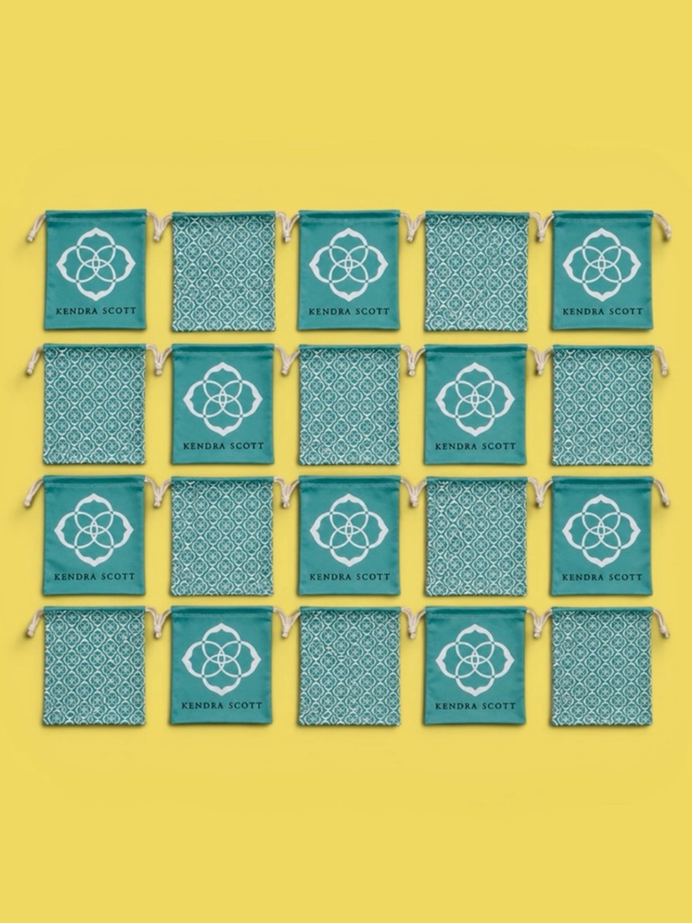 Kendra Scott 20 Teal & White Vintage Jewelry Pouches